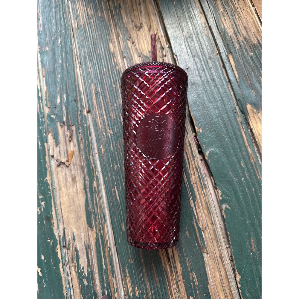 Starbucks 2021 Burgundy Red Jeweled Studded Venti Cold Cup Tumbler 24oz